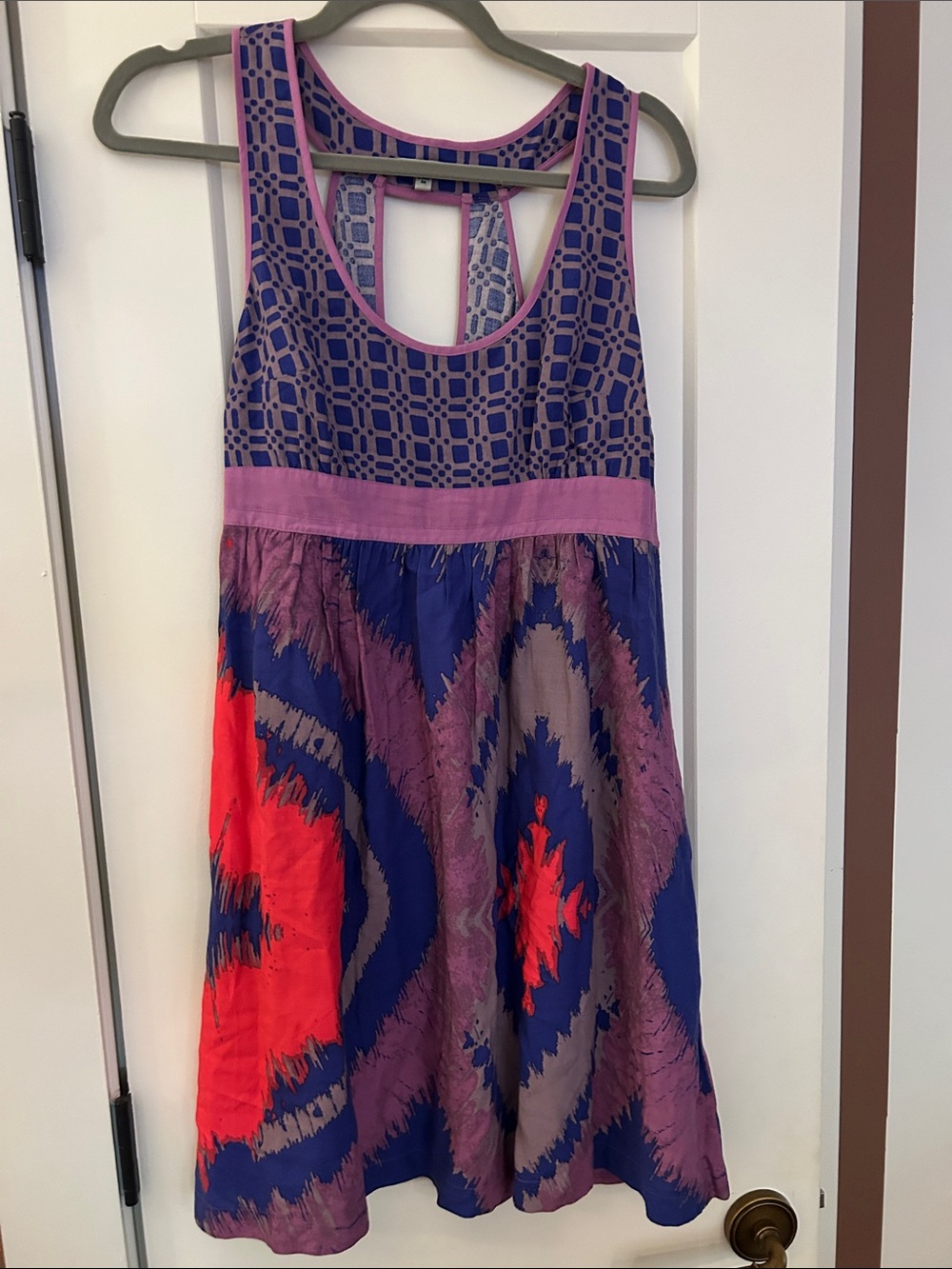 Urban Outfitters Purple and Pink Patterned Sleeveless Dress